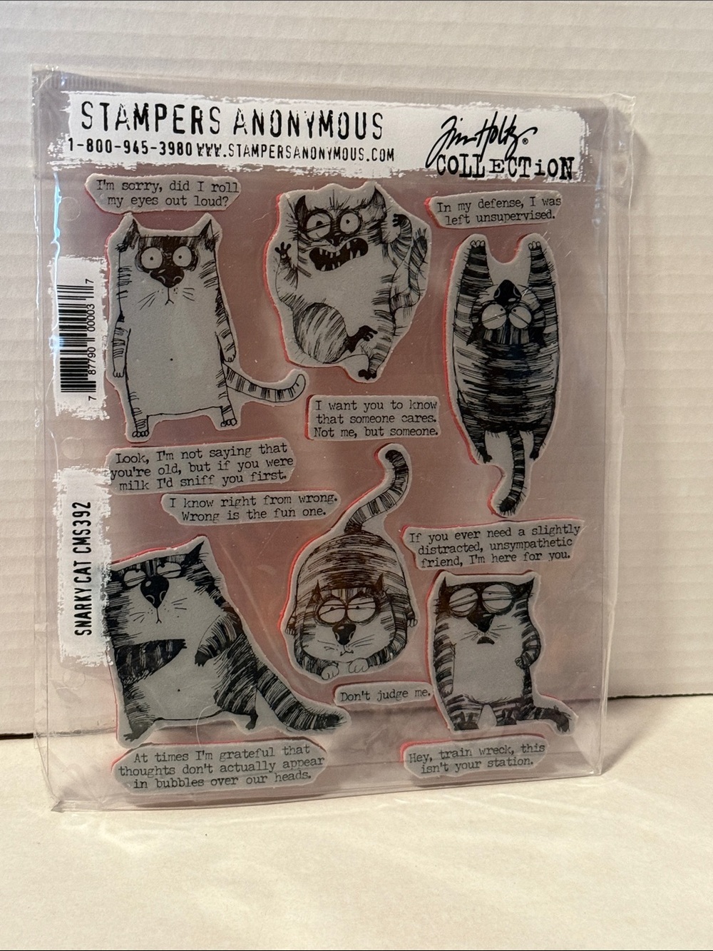 Tim Holtz Cling Rubber Stamps Snarky Cat CMS392 Stamps Anonymous